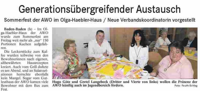 Sommerfest im Olga-Haebler-Haus